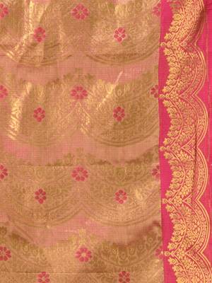 Light green texture motifs tissue silk saree with zari borders 4
