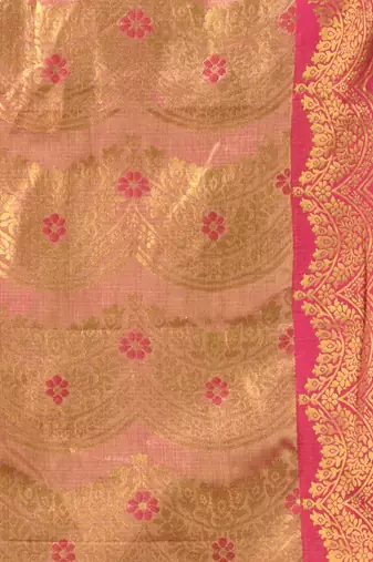 Light green texture motifs tissue silk saree with zari borders
