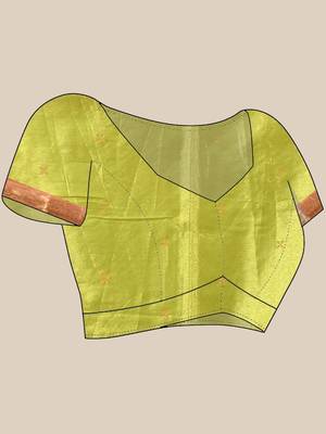 Light green texture motifs tissue silk saree with zari borders 5