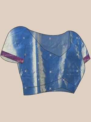 Blue texture motifs tissue silk saree with zari borders 5
