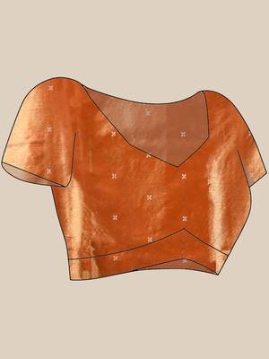 Orange texture motifs tissue silk saree with zari borders 5