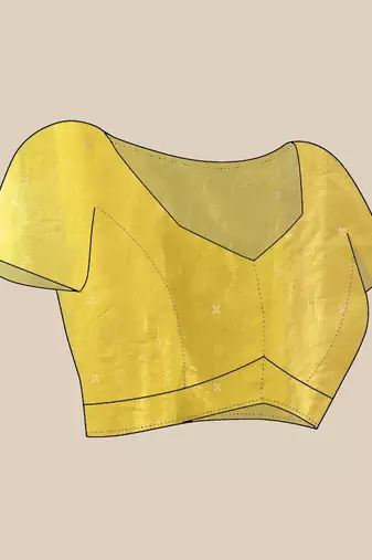 Yellow texture motifs tissue silk saree with zari borders