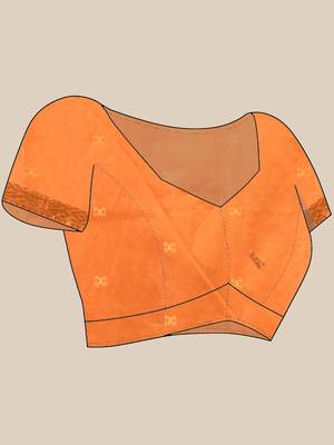Orange peacock motifs paithani silk saree with zari borders 5