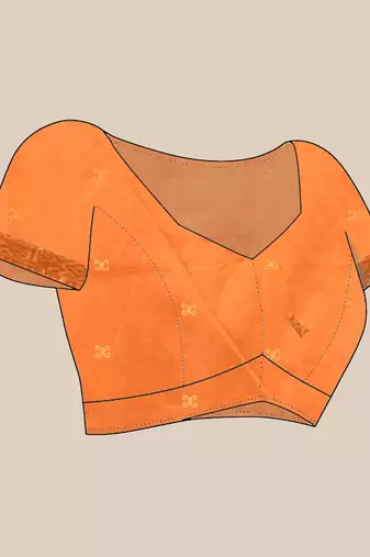 Orange peacock motifs paithani silk saree with zari borders