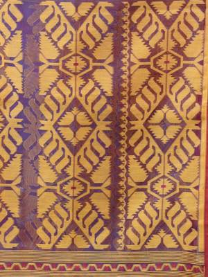 Violet dual-tone muslin soft saree with jamdani designs 4