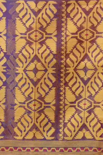 Violet dual-tone muslin soft saree with jamdani designs