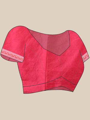 Hot pink muslin soft saree with jamdani designs 5