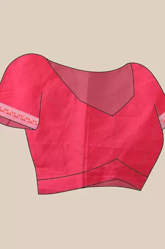 Hot pink muslin soft saree with jamdani designs