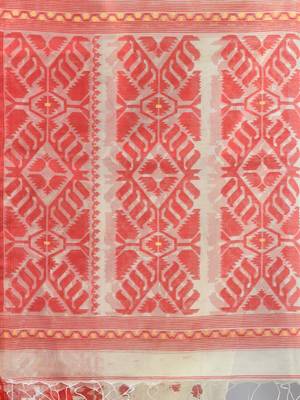 Pistachio green muslin soft saree with jamdani designs 4
