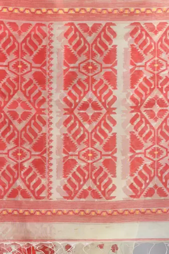 Pistachio green muslin soft saree with jamdani designs