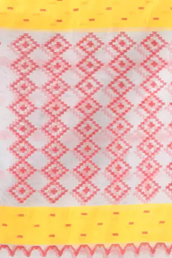 White muslin soft saree with jamdani designs