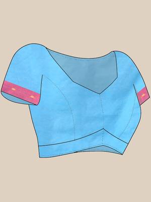 Sky blue muslin soft saree with jamdani designs 5