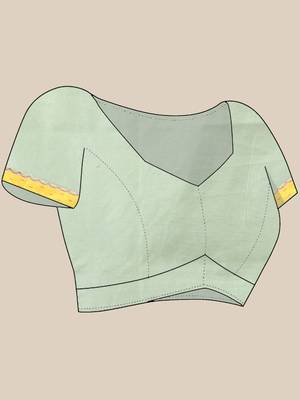 Pistachio green muslin soft saree with jamdani designs 5
