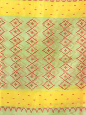 Light green muslin soft saree with jamdani designs 4