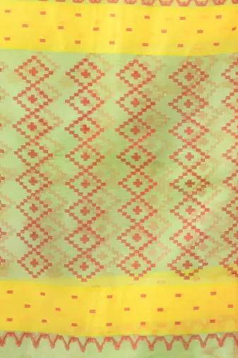 Light green muslin soft saree with jamdani designs