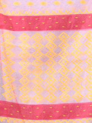 Lavender muslin soft saree with jamdani designs 4