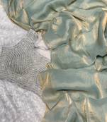 Elegant Designer Saree In Heavy Pure Glass Tissue Fabric With Handworked Blouse