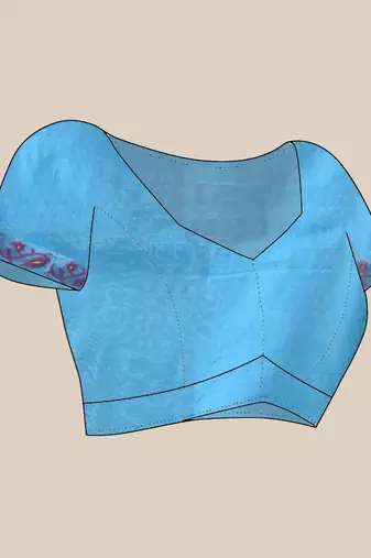 Sky blue muslin soft saree with jamdani designs