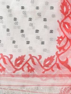 White muslin soft saree with jamdani designs 4