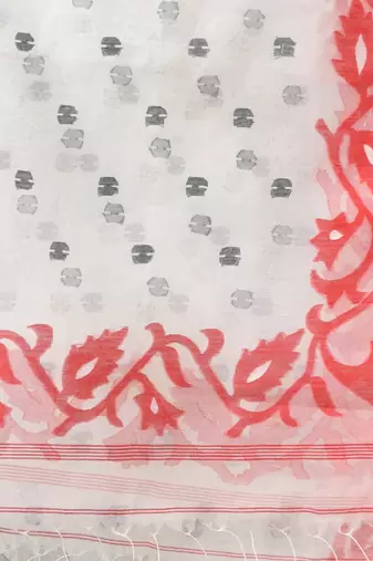 White muslin soft saree with jamdani designs