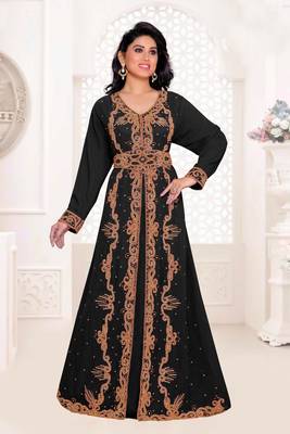 Black color full sleeves Handmade Moroccan Kaftan 1
