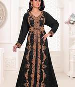 Black color luxurious full sleeves Handmade Moroccan Kaftan.