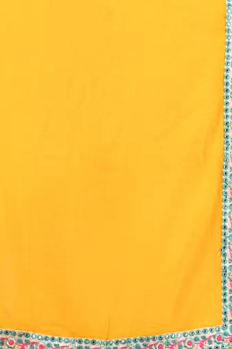 Yellow mul cotton soft saree with embroidered borders