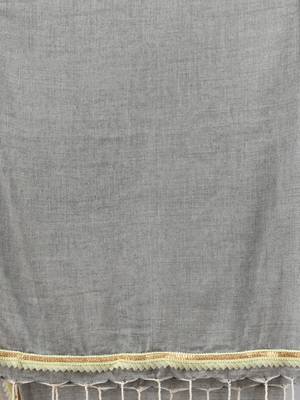 Grey mul cotton soft saree with gota patti borders 4
