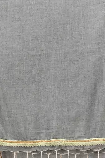 Grey mul cotton soft saree with gota patti borders