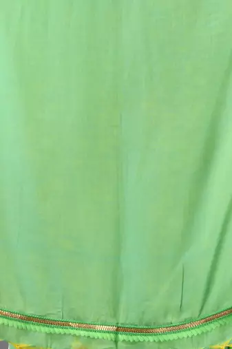 Light green mul cotton soft saree with gota patti borders
