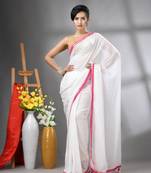 White mul cotton soft saree with gota patti borders
