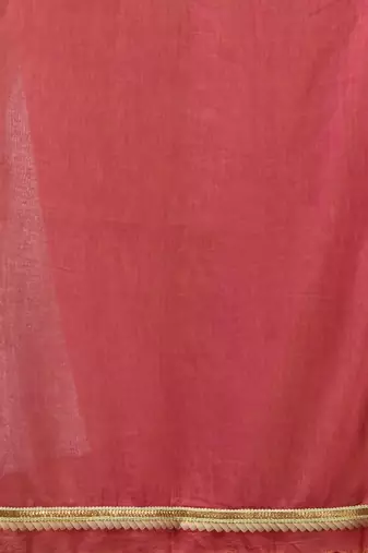 Salmon pink mul cotton soft saree with gota patti borders