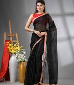 Black shimmer tissue saree with gota patti borders