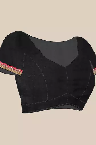 Black shimmer tissue saree with gota patti borders