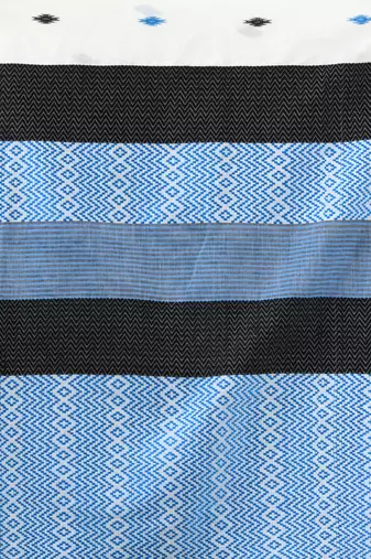 Off white cotton handwoven saree with texture designs