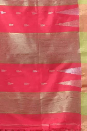 Pink texture motifs cotton saree with zari borders