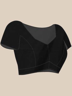 Black cotton handwoven saree with tulip motifs 5