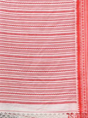 White floral buttas cotton handwoven saree with texture borders 4