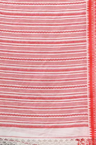 White floral buttas cotton handwoven saree with texture borders