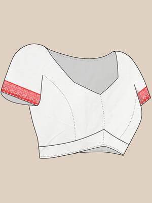 White floral buttas cotton handwoven saree with texture borders 5