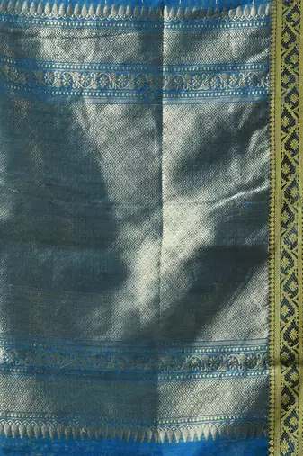 Sky blue cotton blend saree with texture designs