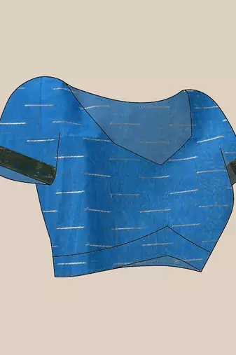 Sky blue cotton blend saree with texture designs