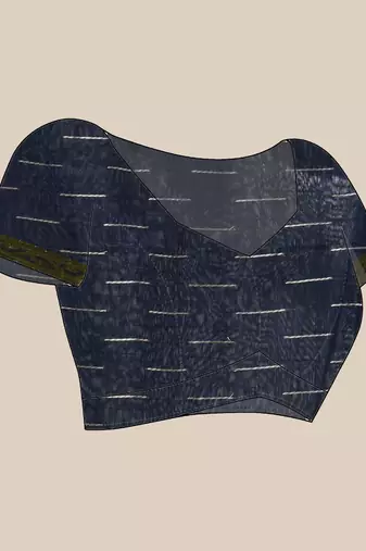 Navy blue cotton blend saree with texture designs