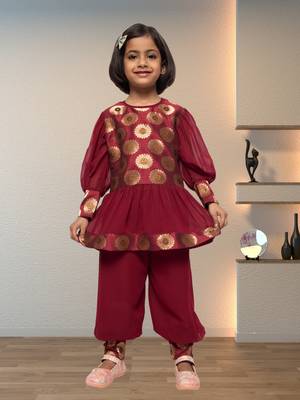 Designer Frock With Bottom and Dupatta- 3 Pcs Set 1