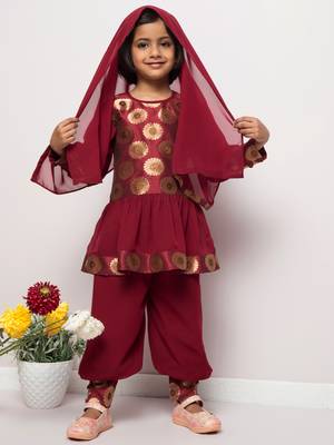 Designer Frock With Bottom and Dupatta- 3 Pcs Set 2