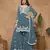 Teal embroidered Faux Georgette Sharara Suit 