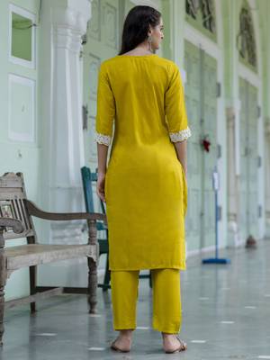 Vredevogel women's embroidered silk blend calf length straight kurta trouser with dupatta set 2
