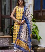 Vredevogel women cotton blend kurta pant dupatta set