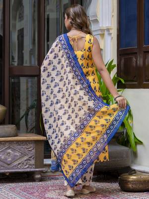 Vredevogel women cotton blend kurta pant dupatta set 2