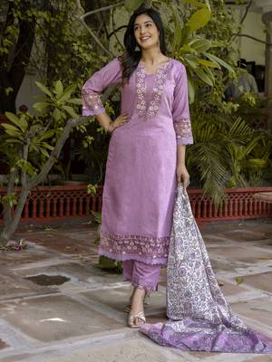 Vredevogel women's embroidered silk blend calf length straight kurta trouser with dupatta set 1